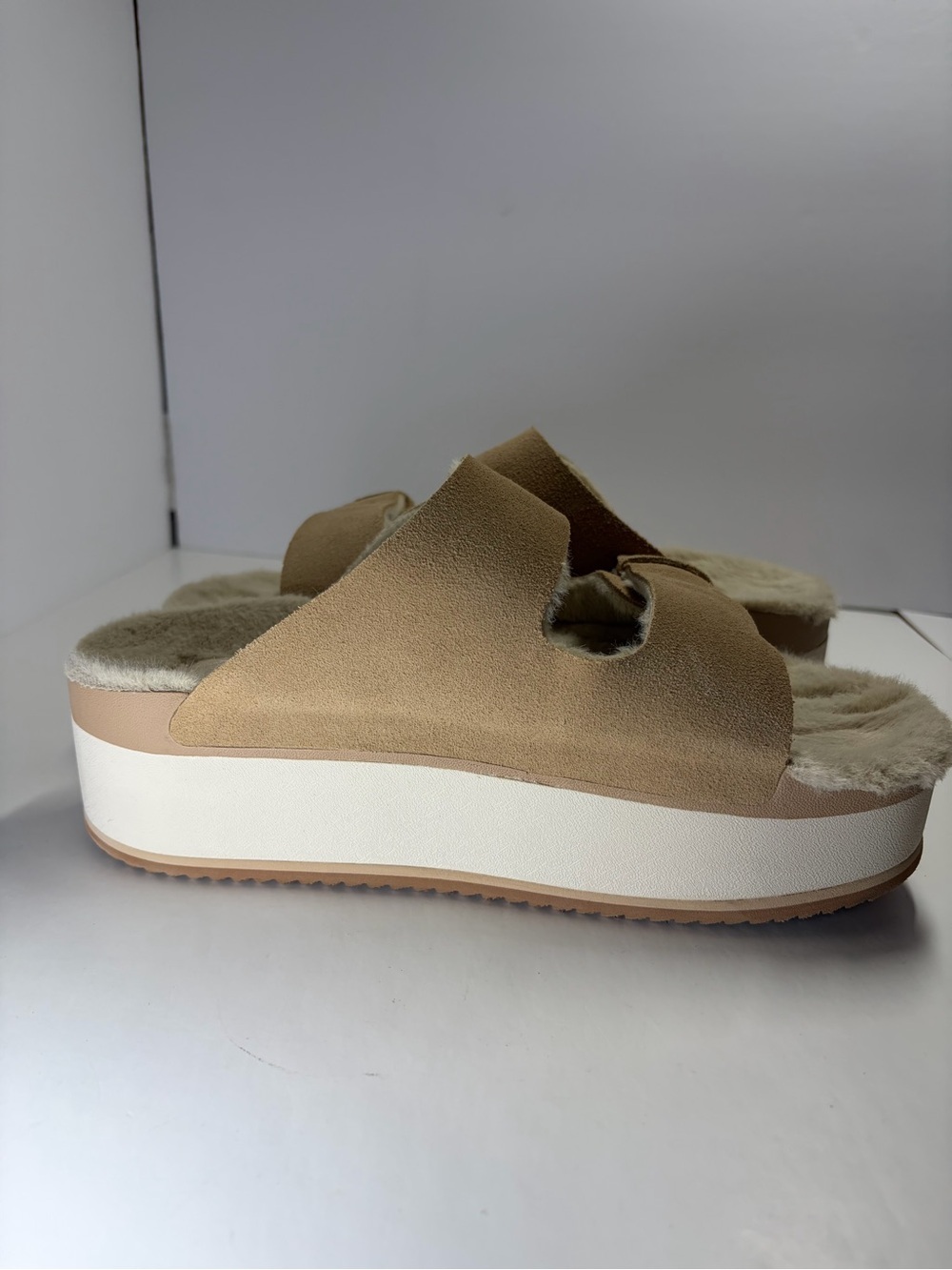 Reef Women's Ojai Ciara Platform Slide Sandal Tan Suede Leather Sz 8 Beach Comfy - Picture 6 of 13